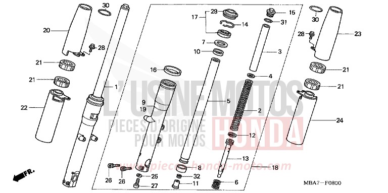 FORCELLA ANTERIORE per Shadow Aero REARL SEDONA RED (R223B) del 2001